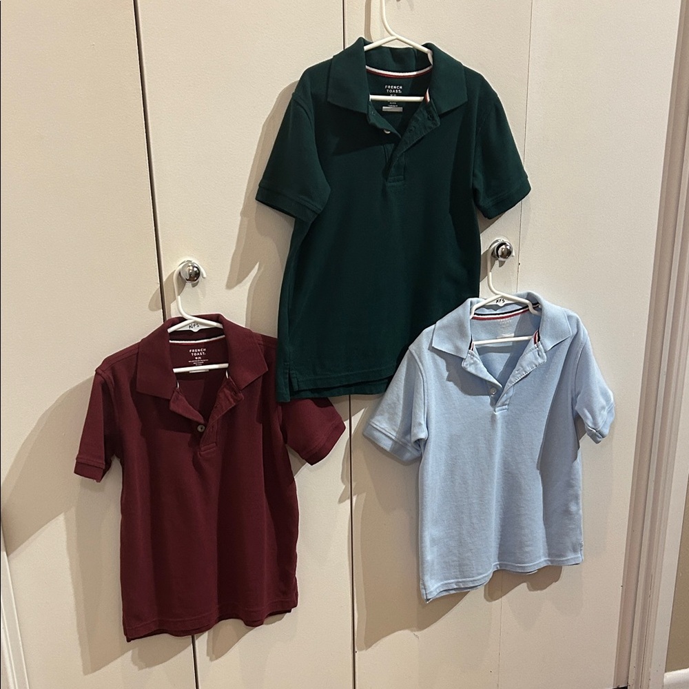 French Toast Kids Polo Shirt Trio - Dark Green, Burgundy, Light Blue